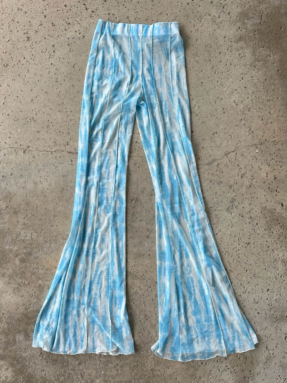 Mango blue and White Tie-Dye Flared Pants